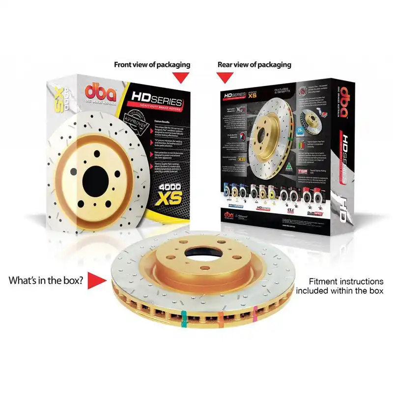 DBA 4000 Series 04-17 STI Front XS Drilled & Slotted Rotor | 4654XS-10 Top Rated