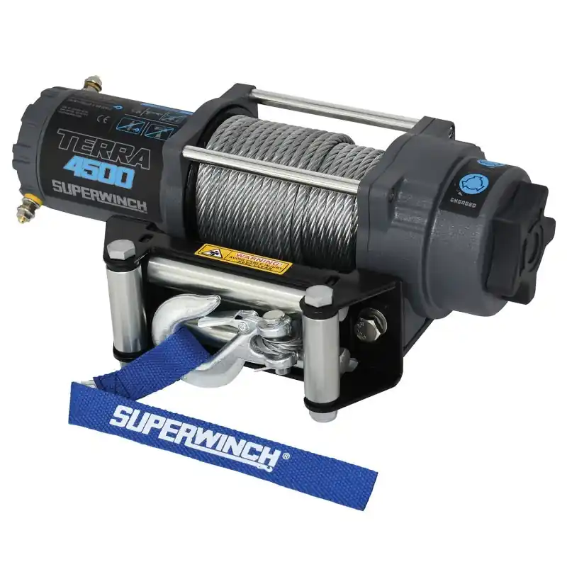 Superwinch 4500 LBS 12V DC 15/64in x 50ft Steel Rope Terra 4500 Winch - Gray Wrinkle Worldwide Shipping