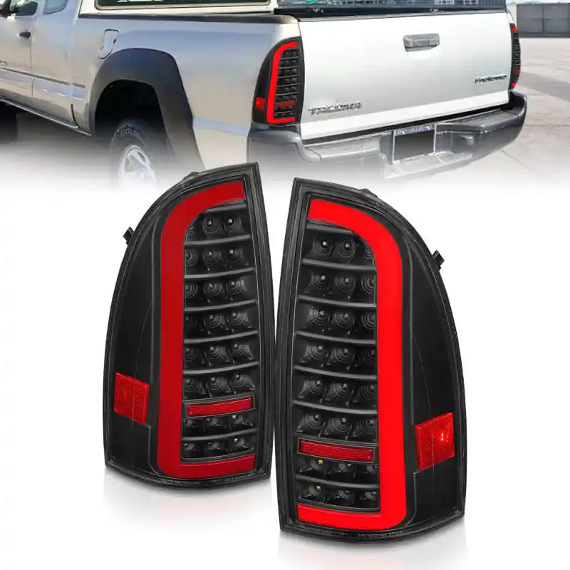 ANZO 05-15 Toyota Tacoma Full LED Tail Lights w/Light Bar Sequential Black Housing Clear Lens Trending