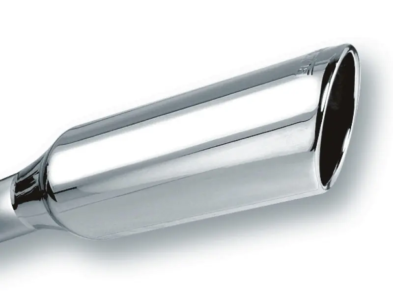 Borla 2.25in Inlet 4in Round Rolled Angle Cut x 12in Long Embossed Exhaust Tip Express Delivery