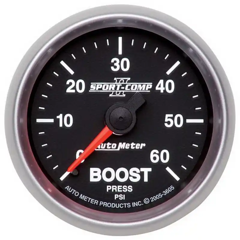 Certified Autometer Sport-Comp II Mechanical 52mm 0-60 PSI Mechanical Boost Gauge
