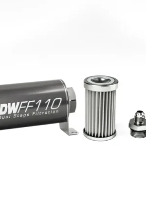 DeatschWerks Stainless Steel 6AN 5 Micron Universal Inline Fuel Filter Housing Kit (110mm) Time-Limited