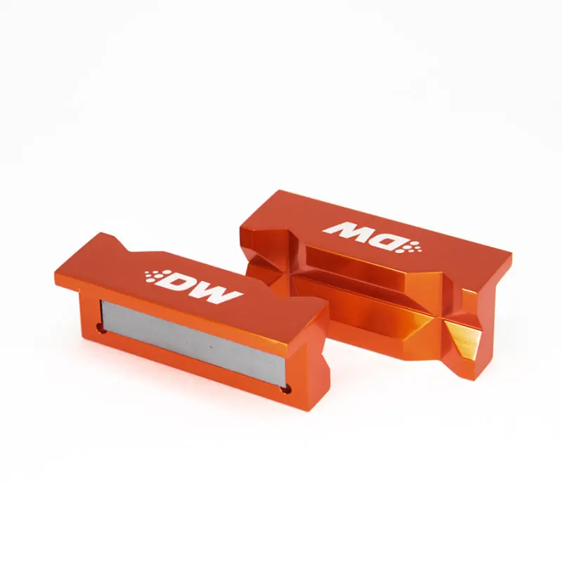 Genuine DeatschWerks 4in. Aluminum Soft Jaws w/ Magnet - Orange Anodized