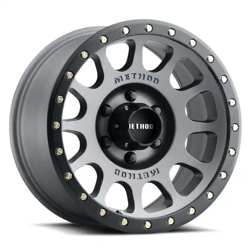 Method MR305 NV 17x8.5 / 0mm Offset / 5x5 BP / 94mm CB / Titanium - Matte Black Lip Wheel Super Sale