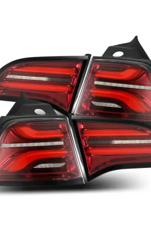 AlphaRex 17-22 Tesla Model 3 PRO-Series LED Tail Lights Red Smoke w/Seq Sig Original