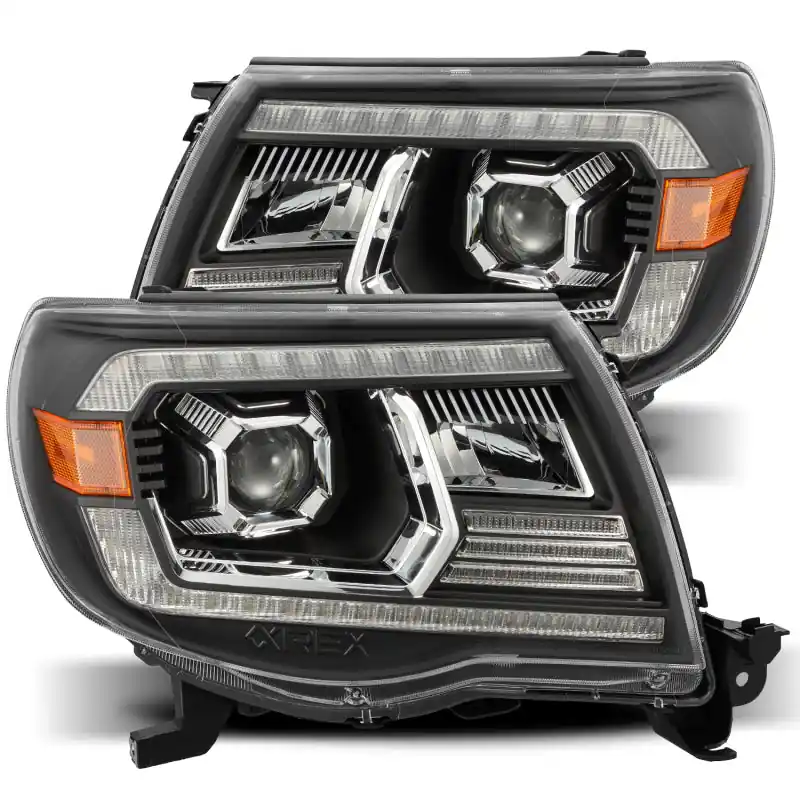 Limited Offer AlphaRex 05-11 Toyota Tacoma LUXX LED Projector Headlights Plank Style Black w/Activ Light and DRL