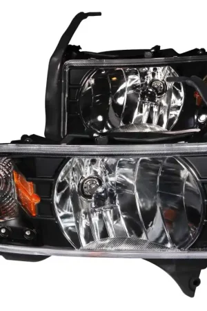 ANZO 1994-2001 Dodge Ram Crystal Headlights Black w/ LED Crafted