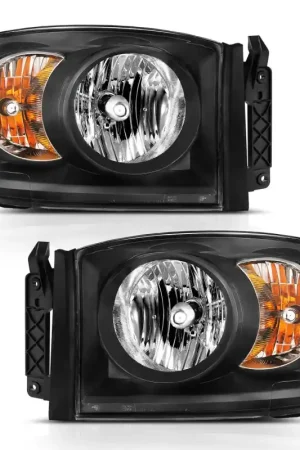 Authentic ANZO 2006-2009 Dodge Ram 1500 Crystal Headlight Black Amber