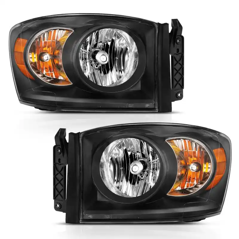 Authentic ANZO 2006-2009 Dodge Ram 1500 Crystal Headlight Black Amber