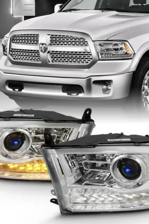 Reduced Price ANZO 2009-2018 Dodge Ram 1500 Projector Plank Style Switchback H.L Halo Chrome Amber (OE Style)
