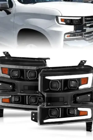 Special Discount ANZO 19-22 Chevrolet Silverado 1500 LED Proj HL w/Lgt Bar SwBk Seq. Blk w/In. Light - Passenger Side