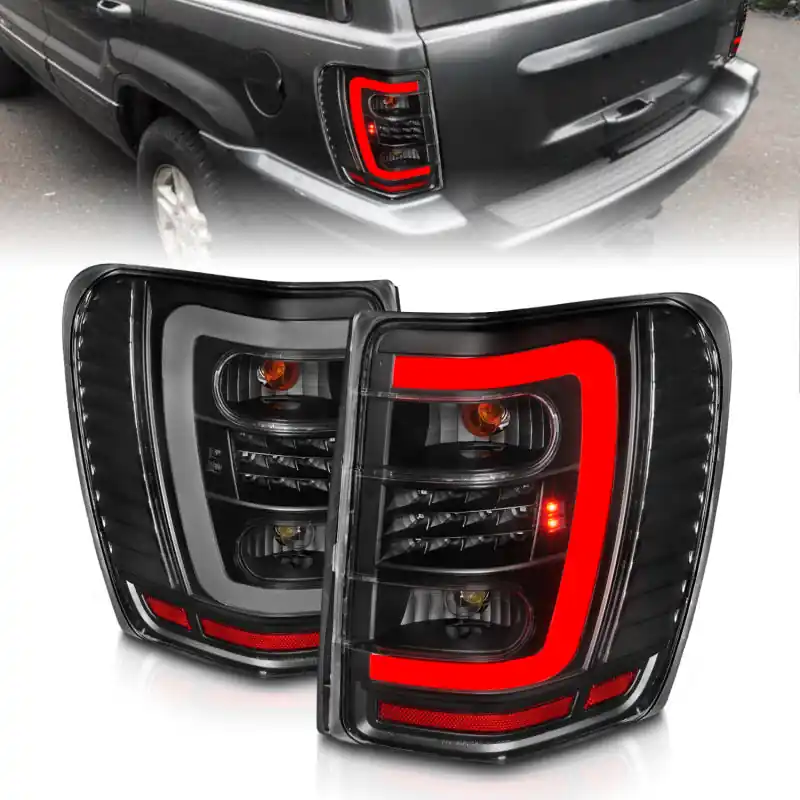 Bulk Order ANZO 1999-2004 Jeep Grand Cherokee LED Tail Lights w/ Light Bar Black Housing Clear Lens