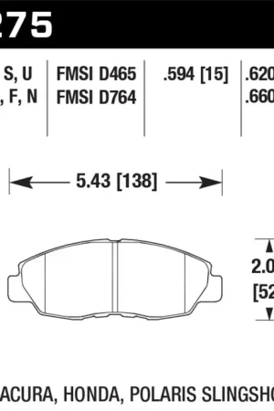 Hawk Honda 98-02 Accord / 06-11 Civic / Polaris Slingshot HT-10 Race Front Brake Pads (Two Pads/Box) Trending