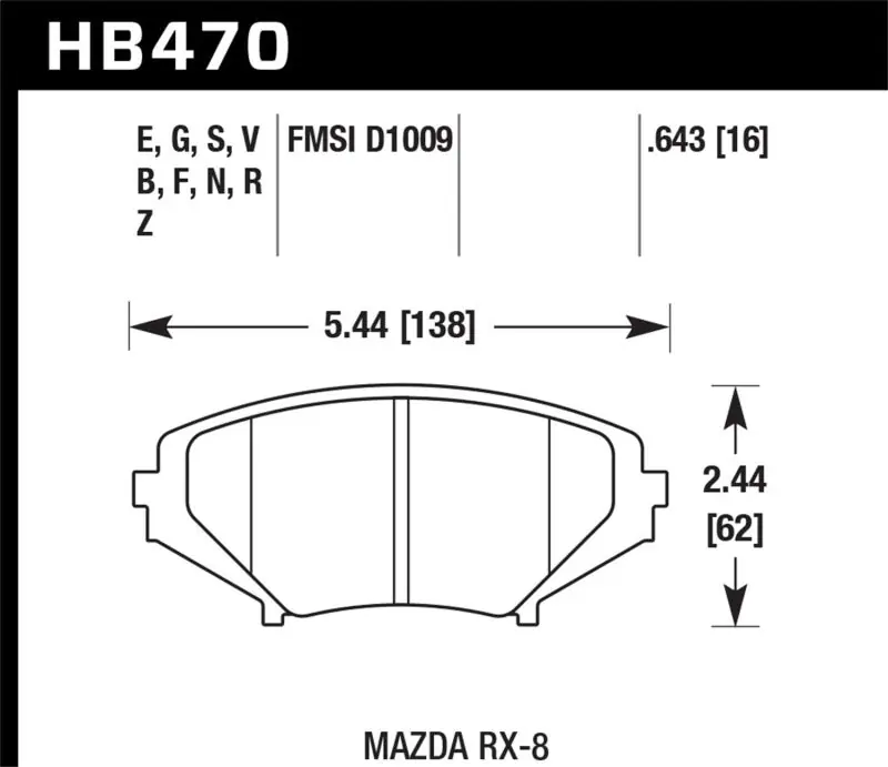 Crafted Hawk 04-09 RX8 Blue 9012 Race Front Brake Pads D1009