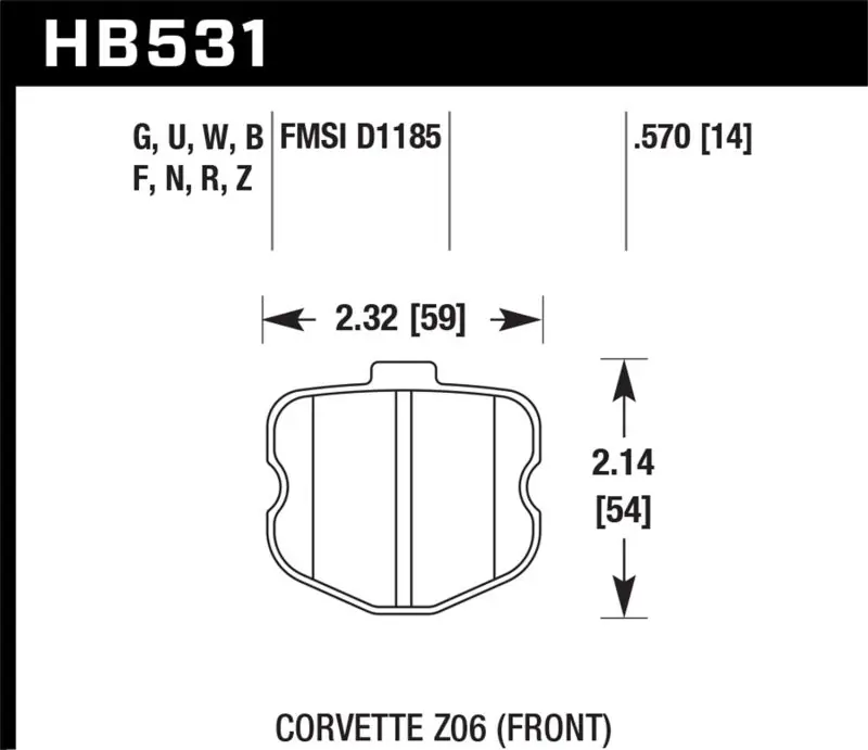 Hawk 06-10 Chevy Corvette (OEM Pad Design) Front HP+ Sreet Brake Pads Popular