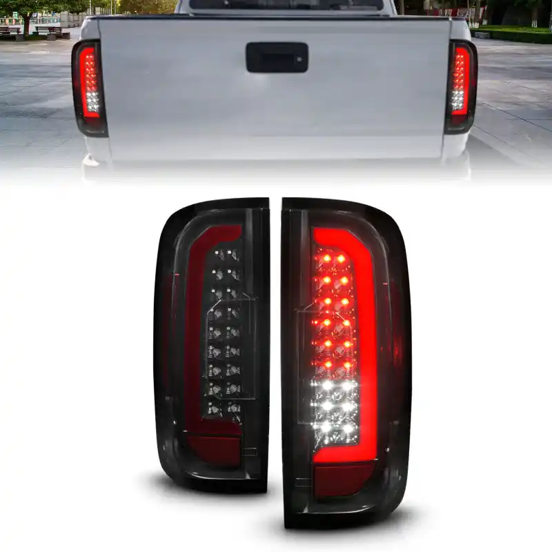 ANZO 15-21 Chevrolet Colorado Full LED Tail Lights w/ Red Lightbar Black Housing Smoke Lens Latest