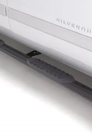 Lund 01-13 Chevy Silverado 1500 Crew Cab 5in. Oval Curved Steel Nerf Bars - Black Viral