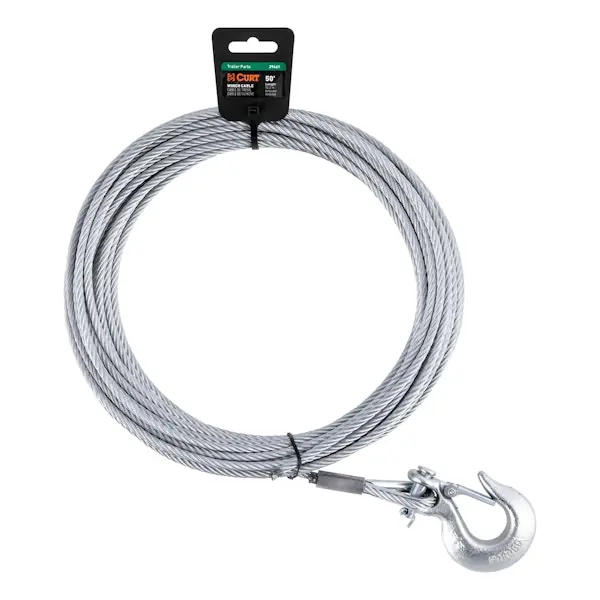 CURT 29461 50' Winch Cable with Snap Hook (5,600 lbs.) Original