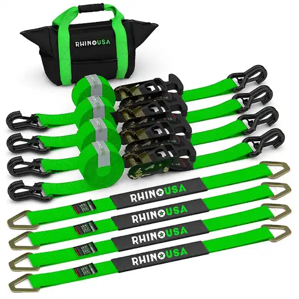 Low Price Rhino USA 2IN-HDKIT-GRN Rhino USA Heavy Duty Vehicle Tie Down Kit- Green