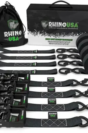 Rhino USA HD-RATCHETKIT-4PK 1.6" X 8' Rhino USA Heavy Duty Ratchet Tie-Down 4-Pack (Black) Deal