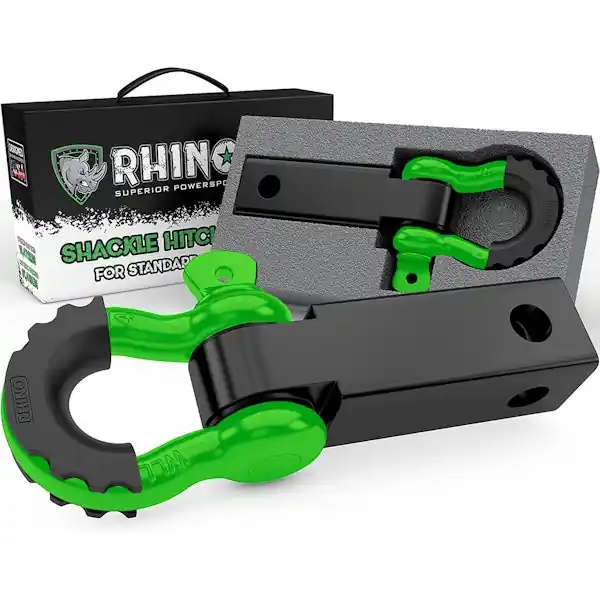 Rhino USA RG-HTHITCH2-GRN Rhino USA Shackle Hitch Receiver W/ D-Ring (Green) Order Now