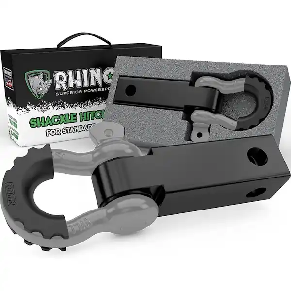 Rhino USA RG-HTHITCH2-GRY Rhino USA Shackle Hitch Receiver W/ D-Ring (Gray) Direct From Factory
