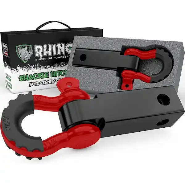 Rhino USA RG-HTHITCH2-RED Rhino USA Shackle Hitch Receiver W/ D-Ring (Red) Professional Grade