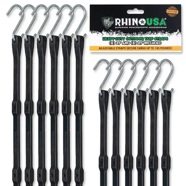 Rhino USA TD-BGHD12-BLK Rhino USA Heavy Duty Bungee - Set Of 12 Hot Picks