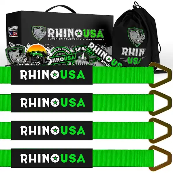Rhino USA RNO-AXLESTRAPS-GRN Rhino USA Axle Tie Down Straps (4-Pack) 2" X 38" - Green Last Chance