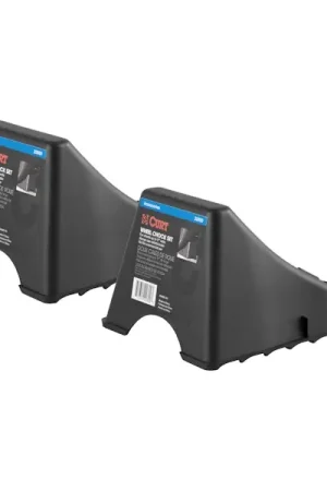 Modern CURT 22800 Wheel Chock Set (Up to 17" Wide Wheels)