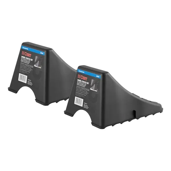 Modern CURT 22800 Wheel Chock Set (Up to 17" Wide Wheels)