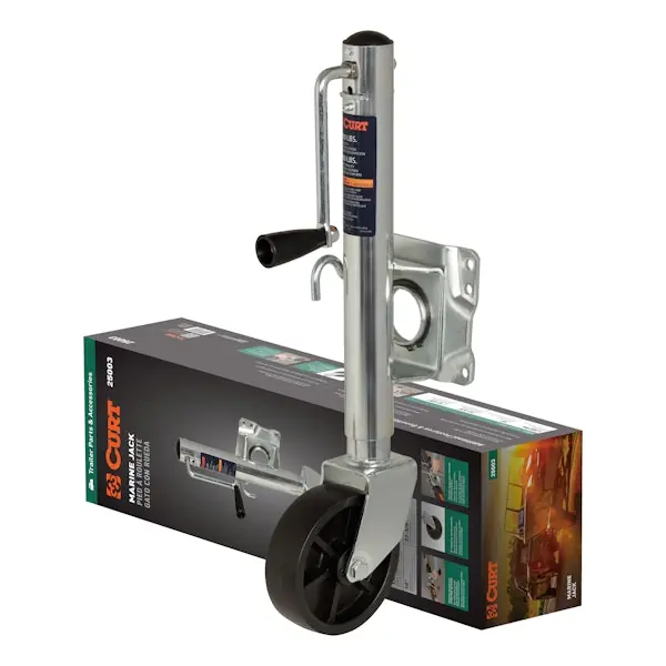 Save Now CURT 25003 Marine Trailer Jack with 6" Wheel (1,000 lbs, 10" Travel, Packaged)