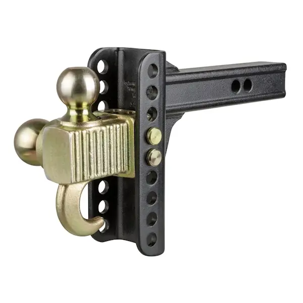 One Day Deal CURT 45904 Adjustable Channel Mount with Hook & Step Dual-Ball - 2" Shank, 14K, 6" Drop