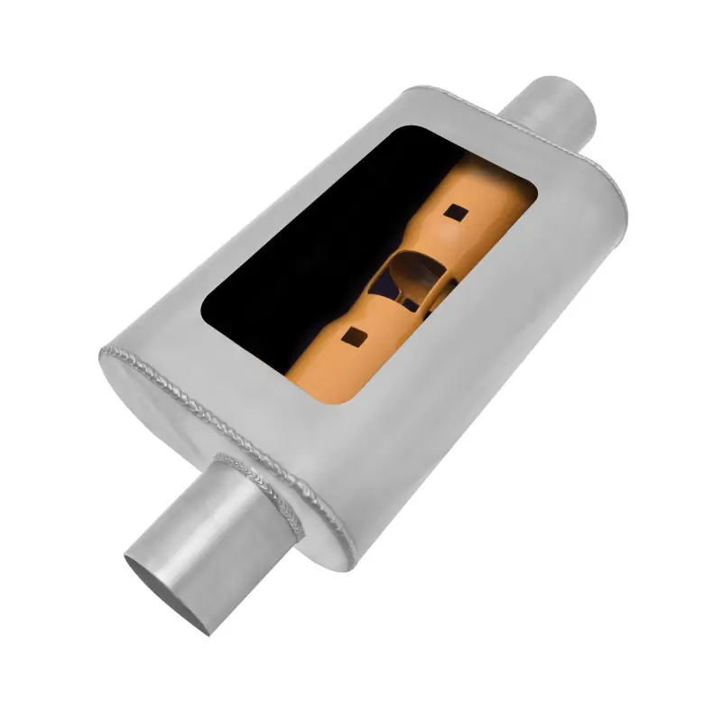 In Demand Gibson MWA Superflow Offset/Center Oval Muffler - 4x9x14in/3in Inlet/3in Outlet - Stainless