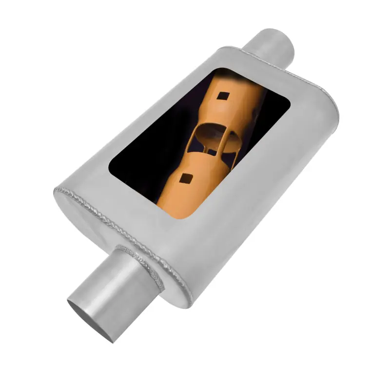 Gibson MWA Superflow Offset/Offset Oval Muffler - 4x9x14in/3in Inlet/3in Outlet - Stainless Reduced Price