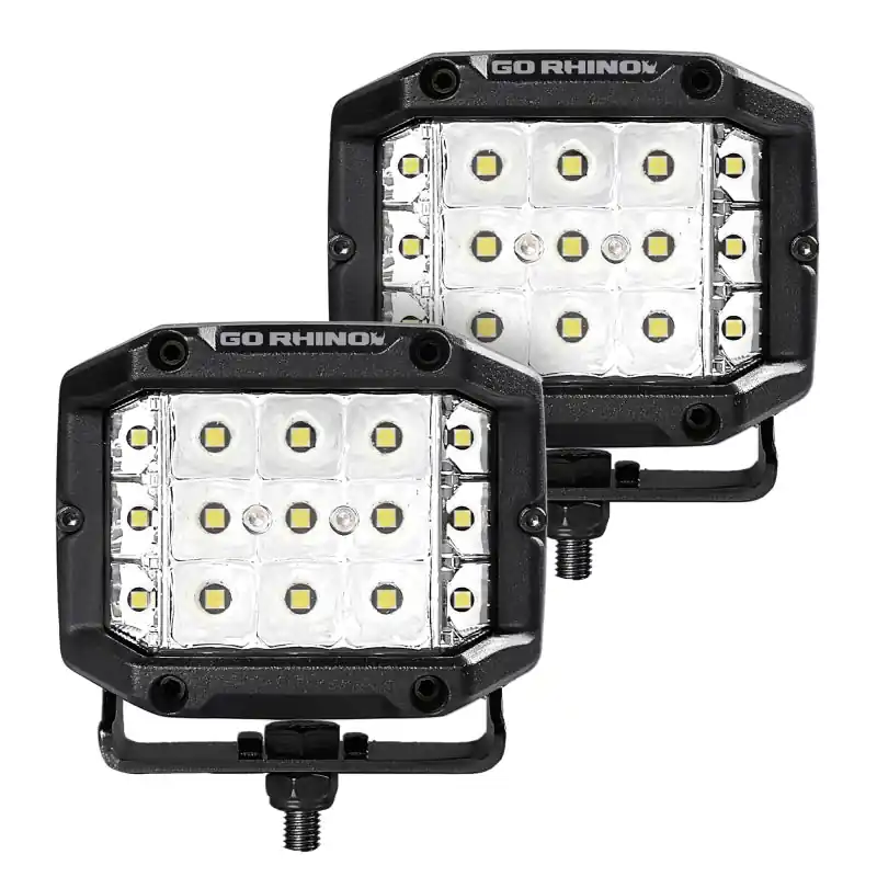 Go Rhino Xplor Bright Series Sideline Cube LED Spot Light Kit (Surface Mount) 4x3 - Blk (Pair) Exclusive Offer
