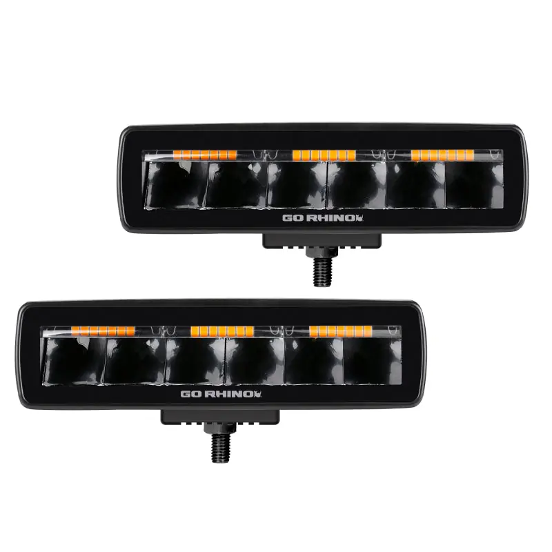 Super Sale Go Rhino Xplor Blackout Combo Series Sixline LED Spot Lights w/Amber (Surface Mount) - Blk (Pair)