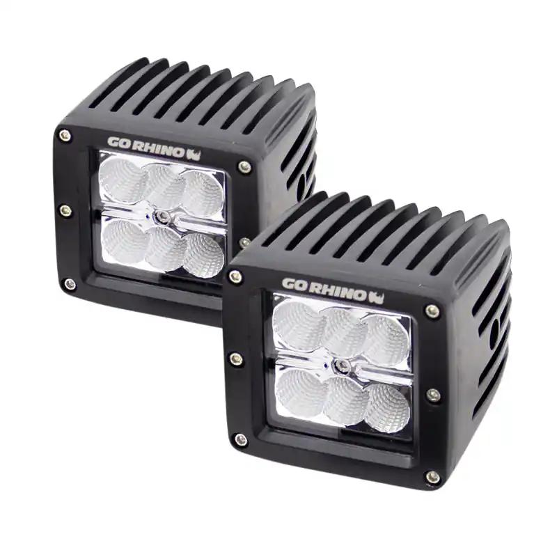 Go Rhino Cube Lights (Incl. 2 - 3in. LED Cube Lights/Relay/Switch/Wire Harness) Reduced Price