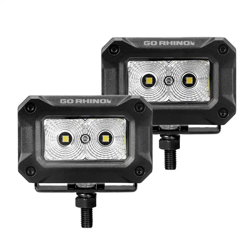 Go Rhino Xplor Bright Series Rectangle LED Flood Light Kit (Surface/Thread Std Mnt) 3x2 - Blk (Pair) Special Offer