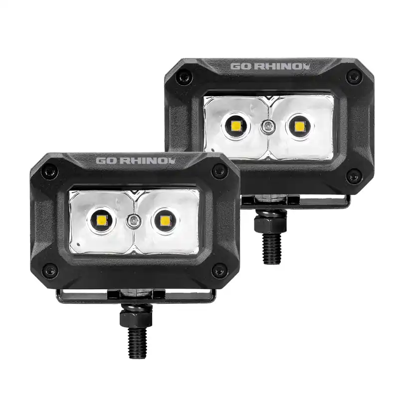 Go Rhino Xplor Bright Series Rectangle LED Spot Light Kit (Surface/Thread Stud Mnt) 3x2 - Blk (Pair) Limited Offer