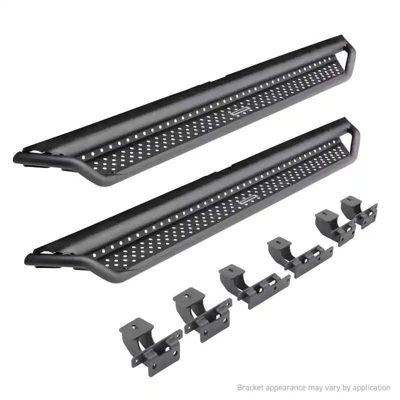 Hassle-Free Returns Go Rhino 22-24 Toyota Tundra Double-Cab Dominator Xtreme D1 SideSteps (incl. Brackets) - Black