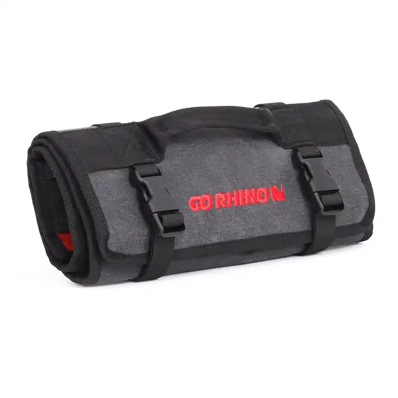 Deal Go Rhino XVenture Gear Tool Roll - Small (4x4in. Closed) 12oz Waxed Canvas - Black