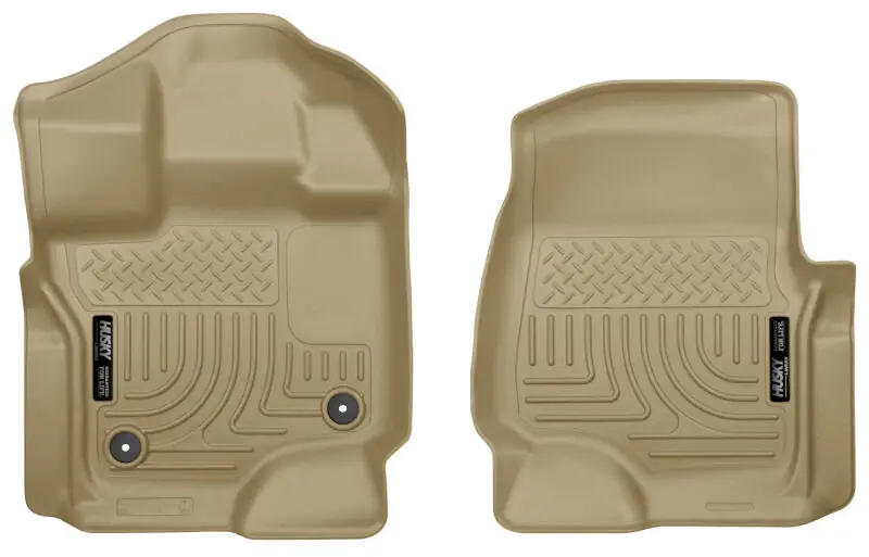 Limited Offer Husky Liners 15-23 Ford F-150 Super/Super Crew Cab WeatherBeater Tan Front Floor Liners