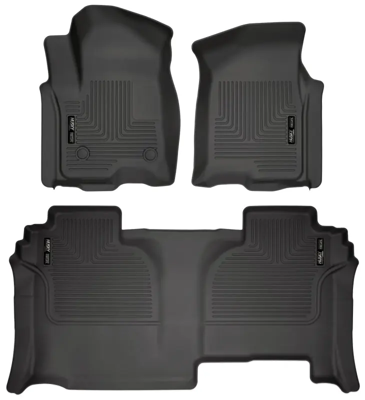 Husky Liners 19-23 GMC Sierra 1500 Double Cab Weatherbeater Black Front & 2nd Seat Floor Liners Top Pick