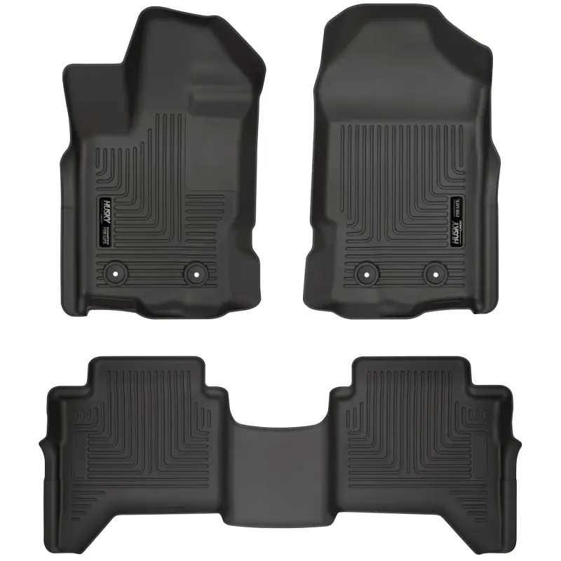 Authentic Husky Liners 2019+ Ford Ranger SuperCrew Cab Weatherbeater Black Front & 2nd Seat Floor Liners