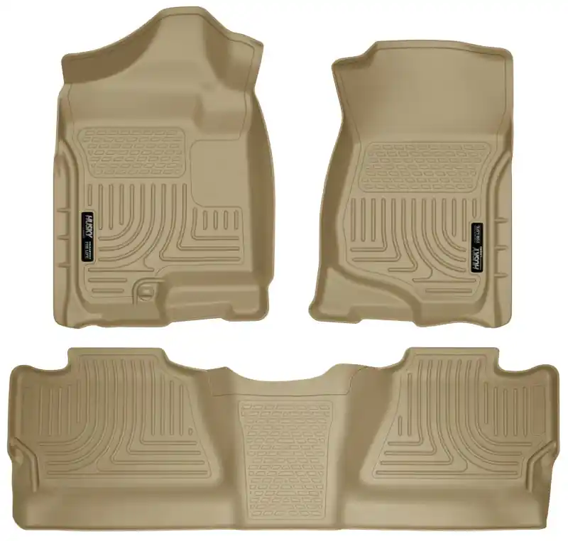 Authentic Husky Liners 07-12 Chevy Silverado/GMC Sierra Crew Cab WeatherBeater Combo Tan Floor Liners