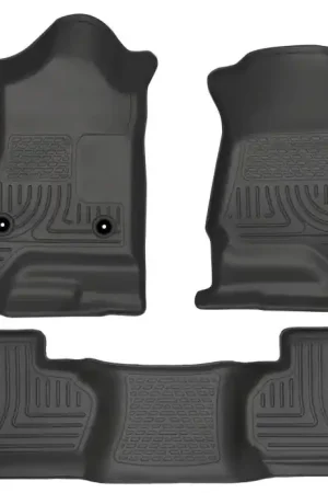 Limited Offer Husky Liners 14 Chevrolet Silverado/GMC Sierra Dbl Cab WeatherBeater Black Front&2nd Seat Floor Line