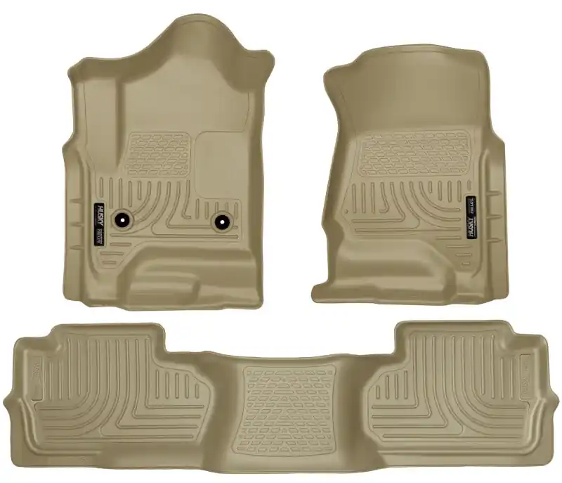 Husky Liners 14 Chevrolet Silverado/GMC Sierra Dbl Cab WeatherBeater Tan Front&2nd Seat Floor Liners Flash Sale