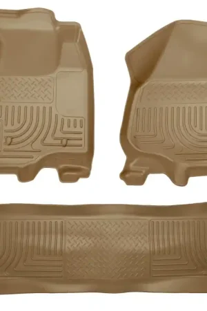 Direct From Manufacturer Husky Liners 11-12 Ford SD Crew Cab WeatherBeater Combo Tan Floor Liners (w/o Manual Trans Case)
