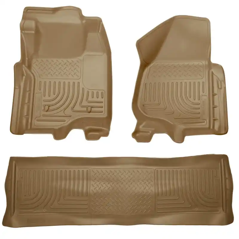 Direct From Manufacturer Husky Liners 11-12 Ford SD Crew Cab WeatherBeater Combo Tan Floor Liners (w/o Manual Trans Case)